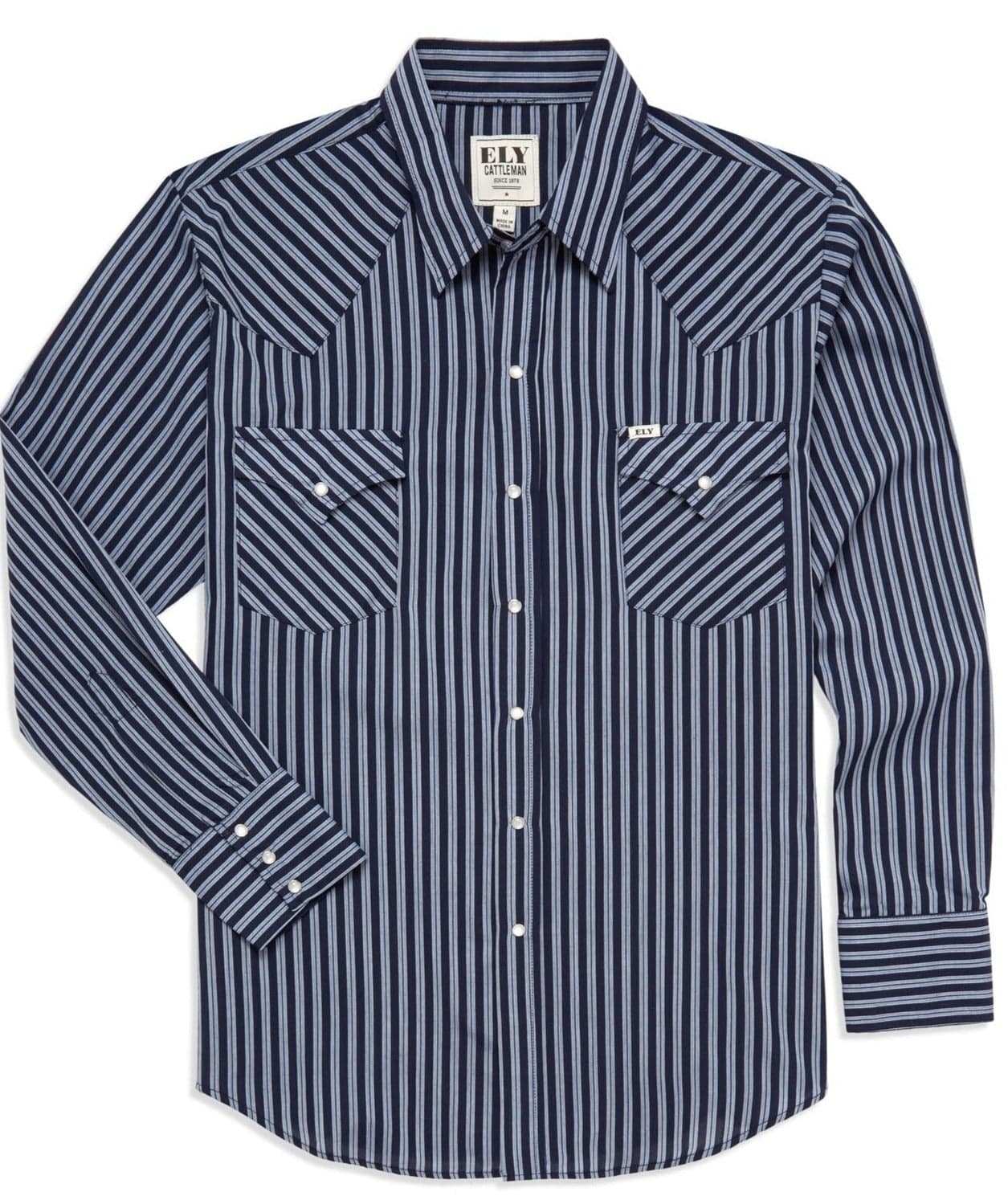 Men's Ely Cattleman Long Sleeve Stripe Western Snap Shirt - Ely Cattleman - Flyclothing LLC