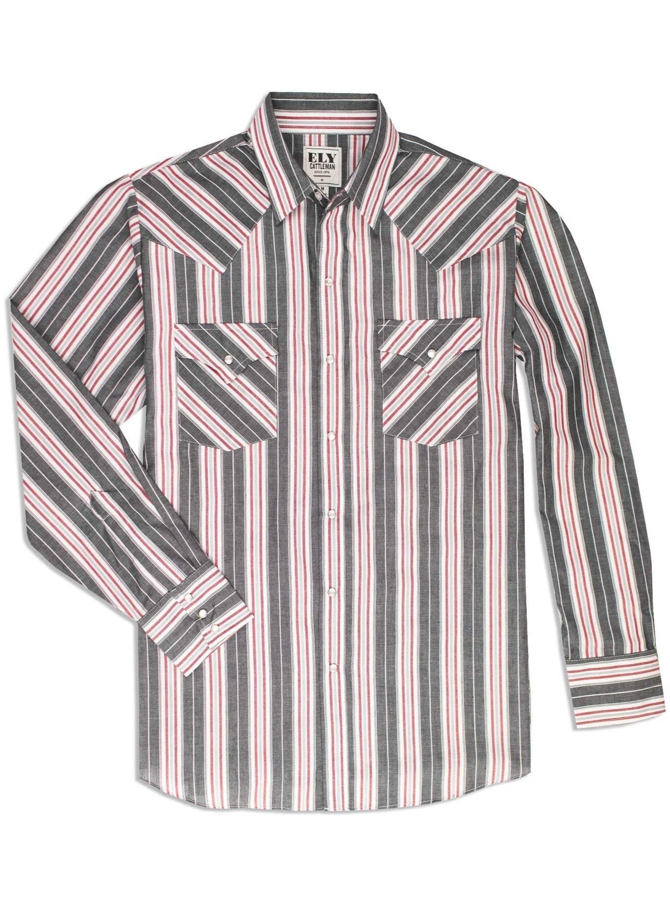 Men's Ely Cattleman Long Sleeve Stripe Western Snap Shirt - Ely Cattleman - Flyclothing LLC