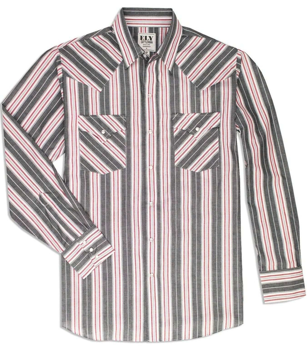 Men's Ely Cattleman Long Sleeve Stripe Western Snap Shirt - Ely Cattleman - Flyclothing LLC