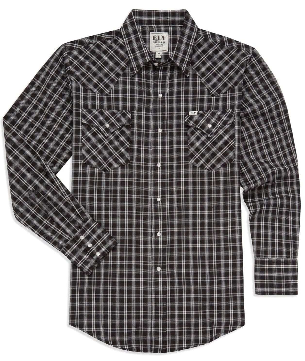 Men's Ely Cattleman Long Sleeve Plaid Western Snap Shirt - Ely Cattleman - Flyclothing LLC