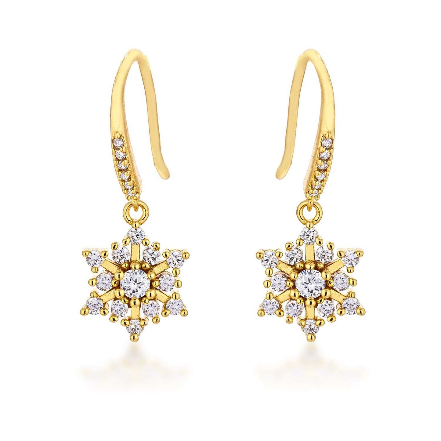Dainty Gold Plated Snowflake Drop Earrings - JGI - Flyclothing LLC