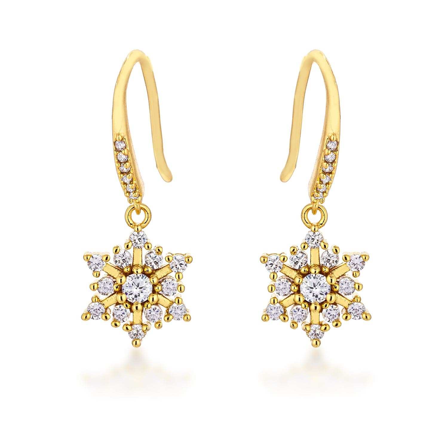Dainty Gold Plated Snowflake Drop Earrings - JGI - Flyclothing LLC