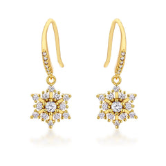 Dainty Gold Plated Snowflake Drop Earrings - JGI