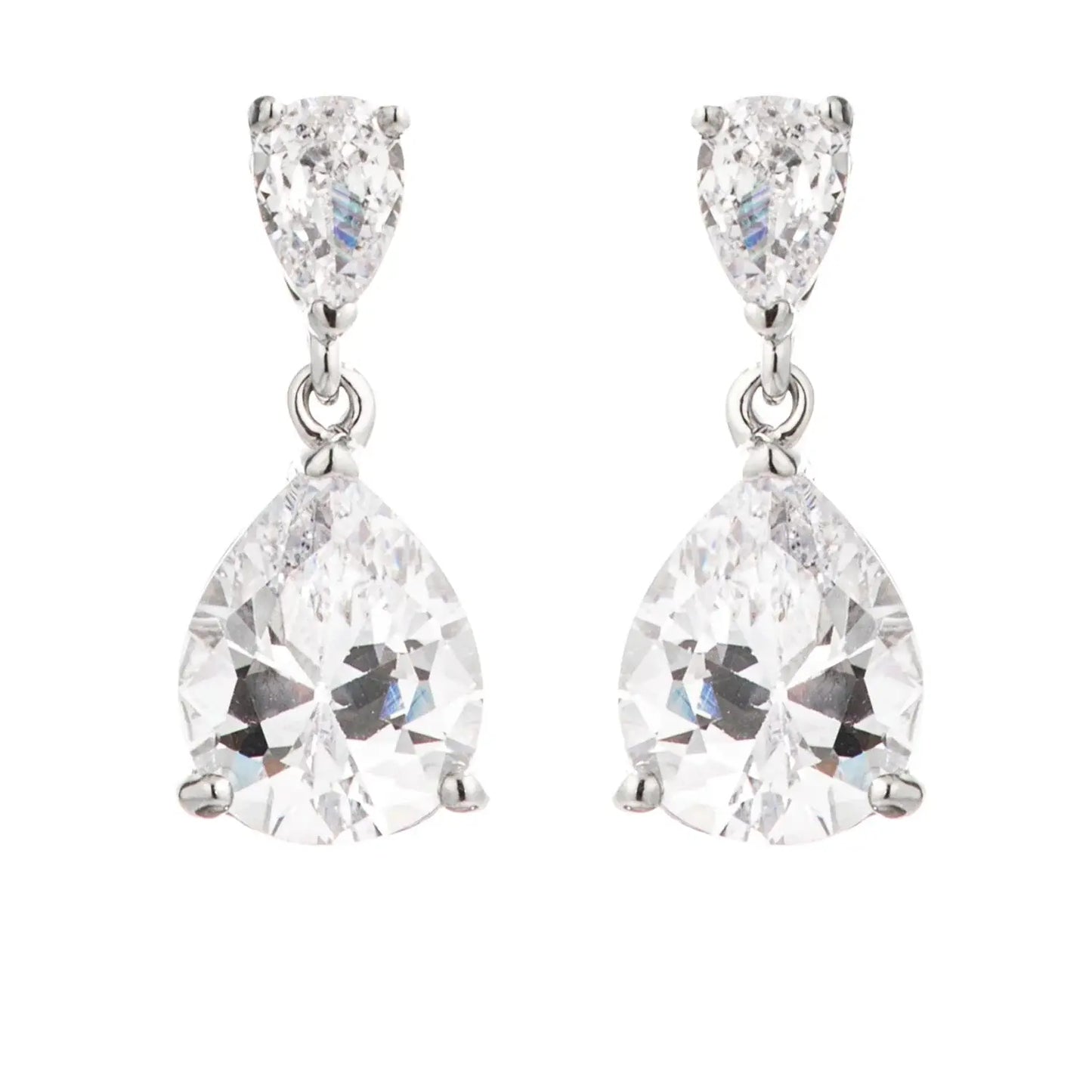 J GOODIN Clear Pear-Cut CZ Rhodium Drop Earrings - J GOODIN - Flyclothing LLC
