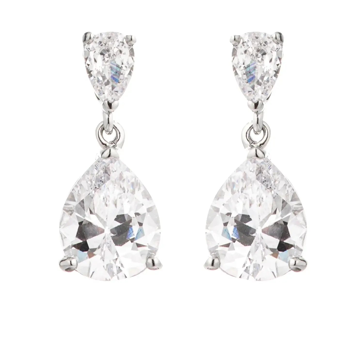 J GOODIN Clear Pear-Cut CZ Rhodium Drop Earrings - J GOODIN - Flyclothing LLC
