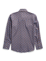 Boy's Ely Cattleman Long Sleeve Cowboy Print Snap Shirt- Denim Blue