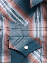 Boy's Ely Cattleman Long Sleeve Textured Plaid Western Snap Shirt-Teal - Ely Cattleman - Flyclothing LLC