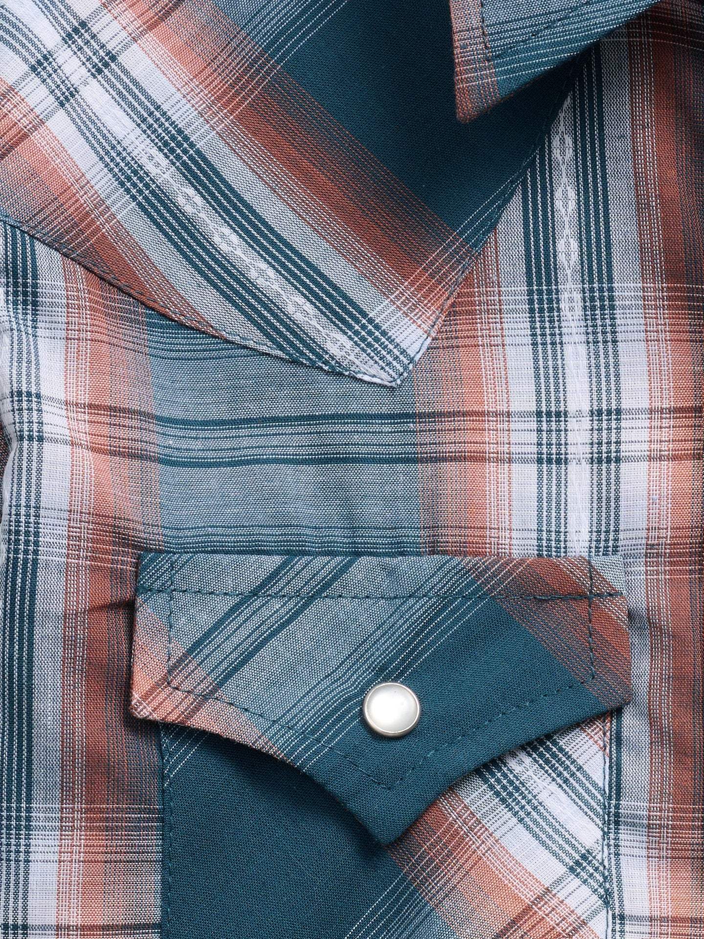 Boy's Ely Cattleman Long Sleeve Textured Plaid Western Snap Shirt-Teal - Ely Cattleman - Flyclothing LLC