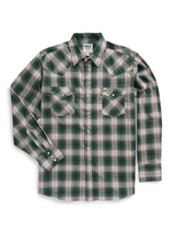 Men's Ely Cattleman Long Sleeve Textured Plaid Western Snap Shirt- Green - Ely Cattleman - Flyclothing LLC