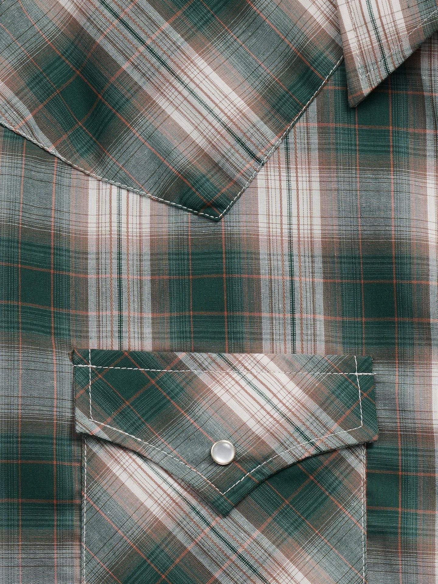 Men's Ely Cattleman Long Sleeve Textured Plaid Western Snap Shirt- Green - Ely Cattleman - Flyclothing LLC