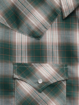Men's Ely Cattleman Long Sleeve Textured Plaid Western Snap Shirt- Green - Ely Cattleman - Flyclothing LLC
