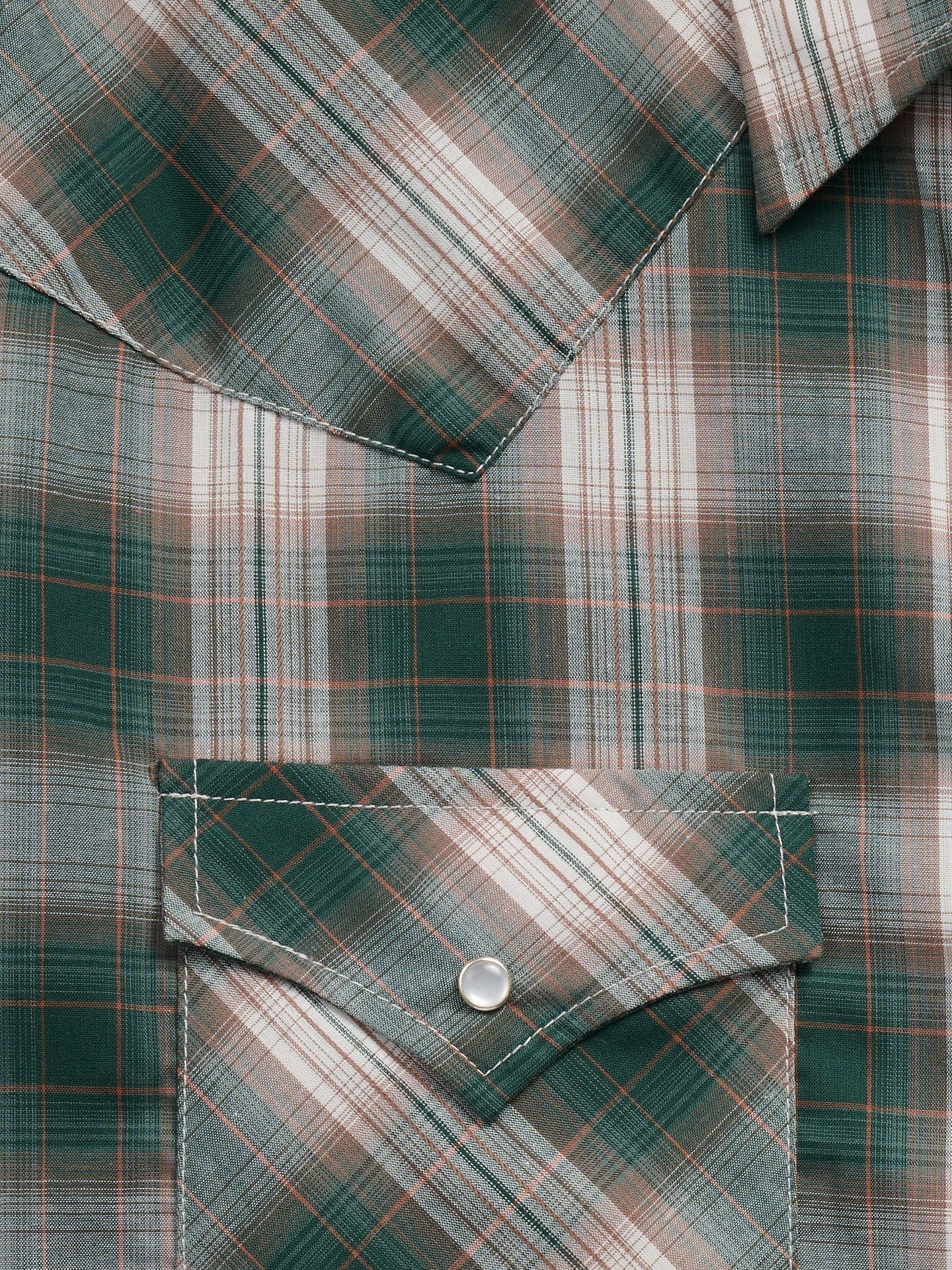 Men's Ely Cattleman Long Sleeve Textured Plaid Western Snap Shirt- Green