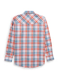 Men's Ely Cattleman Long Sleeve Textured Plaid Western Snap Shirt- Melon