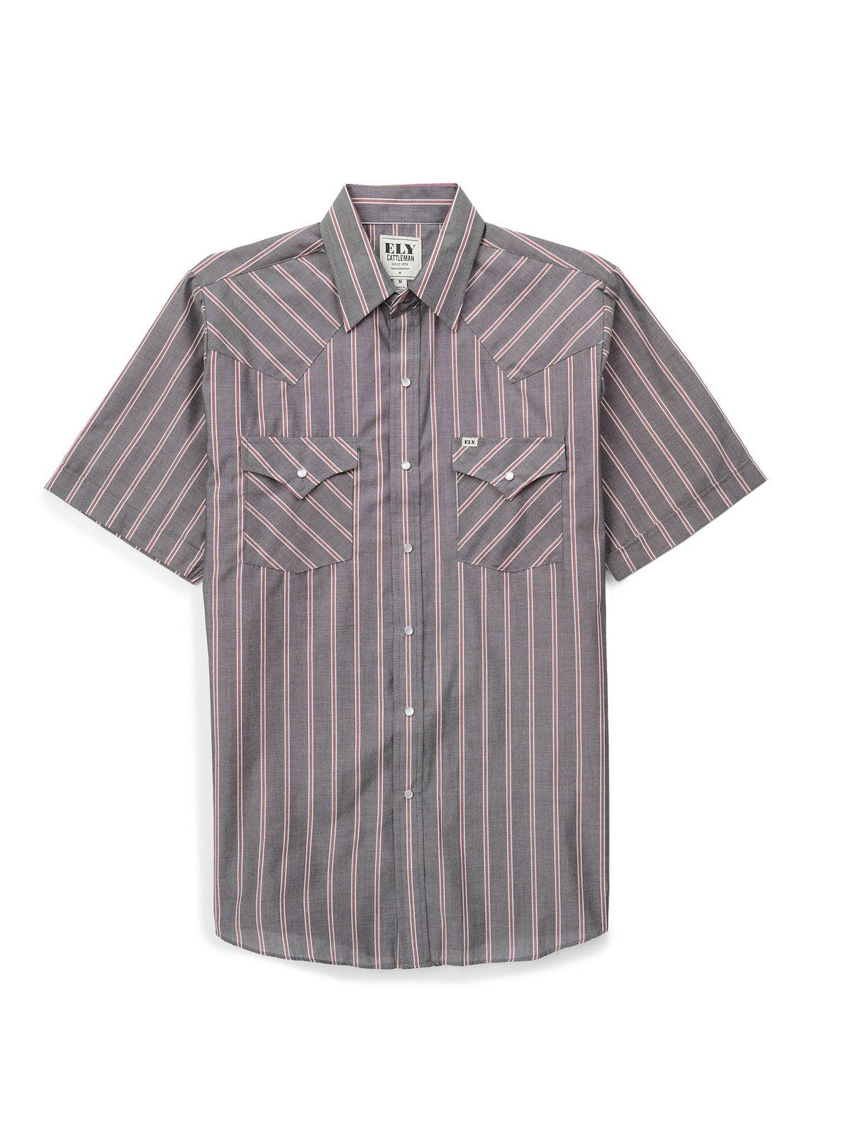 Men's Ely Cattleman Short Sleeve Stripe Western Snap Shirt