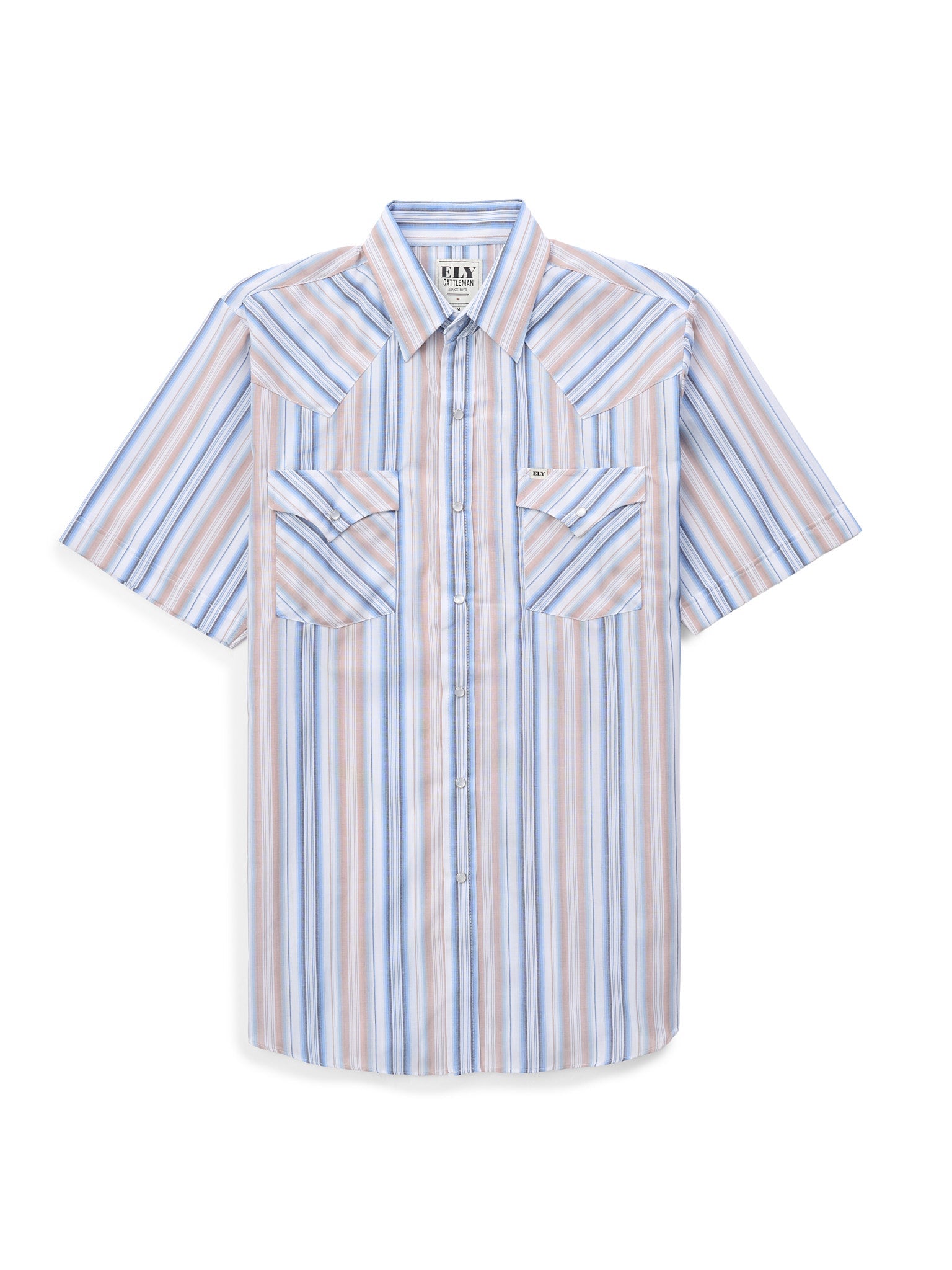 Men's Ely Cattleman Short Sleeve Stripe Western Snap Shirt