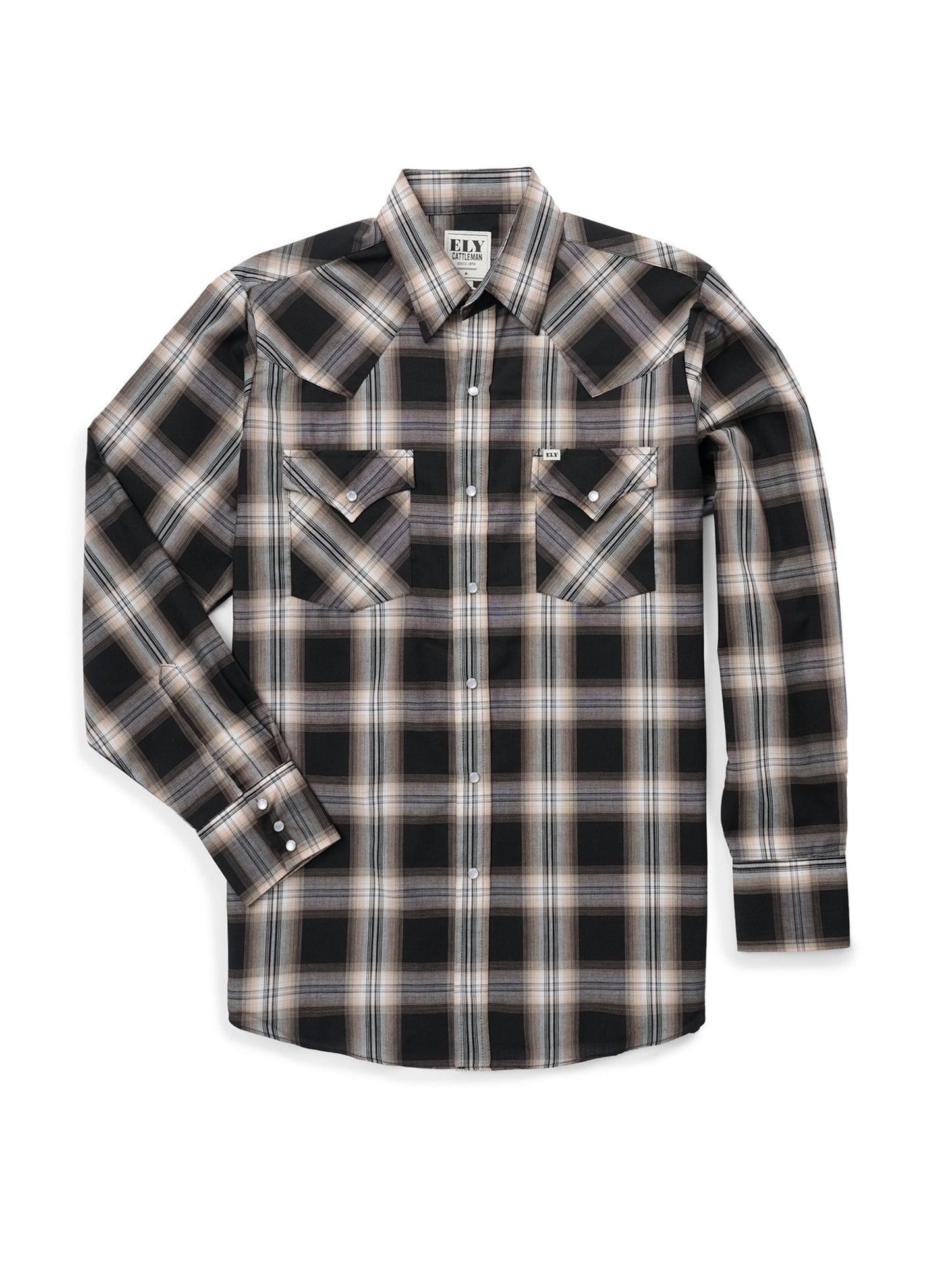 Men's Ely Cattleman Long Sleeve Plaid Western Snap Shirt
