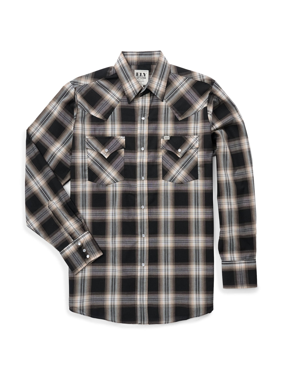 Men's Ely Cattleman Long Sleeve Plaid Western Snap Shirt