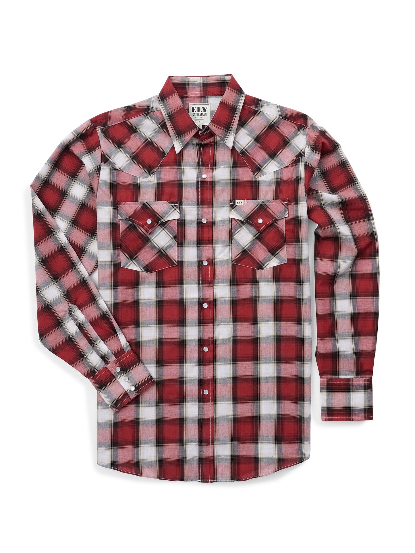Men's Ely Cattleman Long Sleeve Plaid Western Snap Shirt