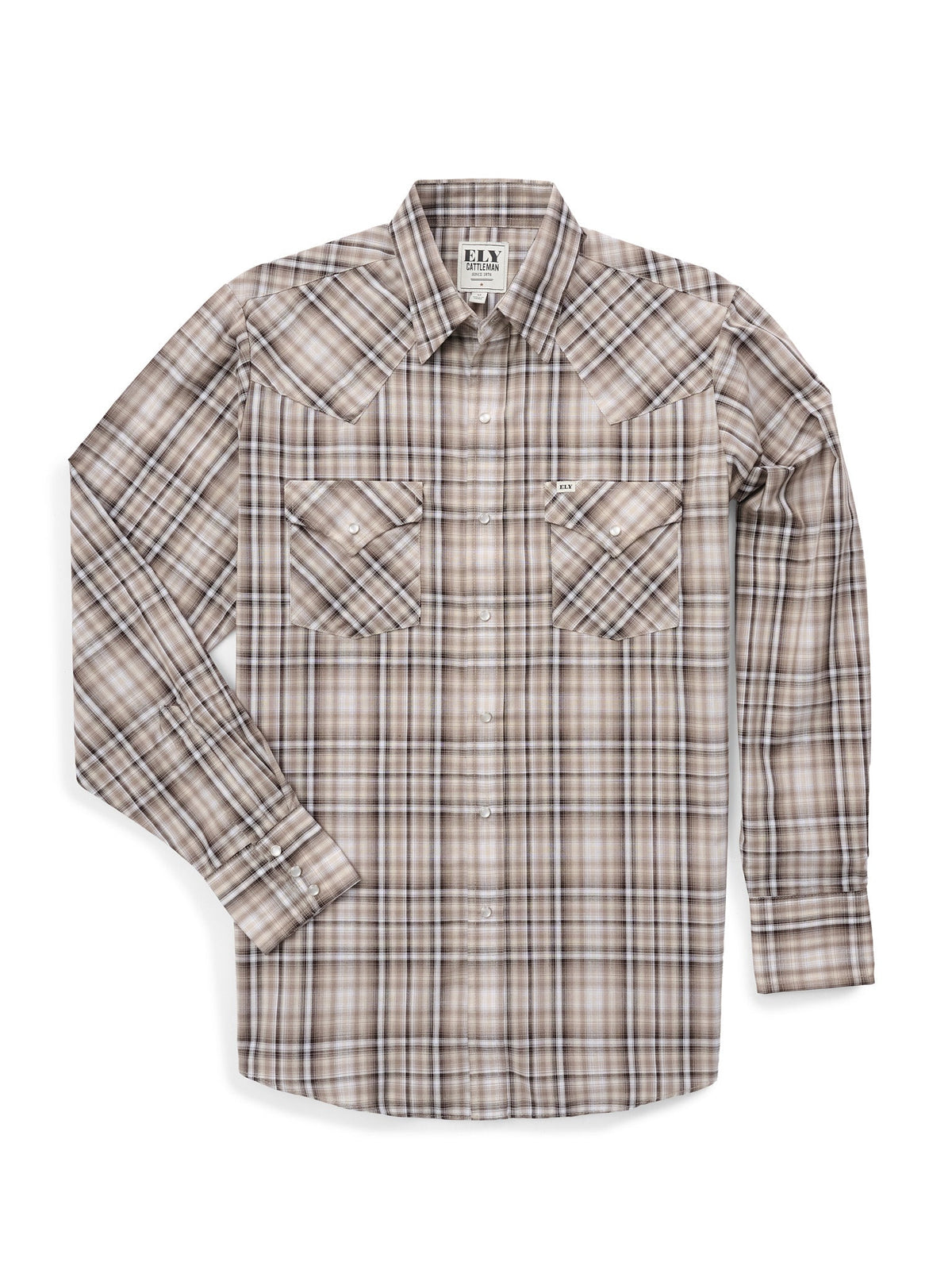 Men's Ely Cattleman Long Sleeve Plaid Western Snap Shirt