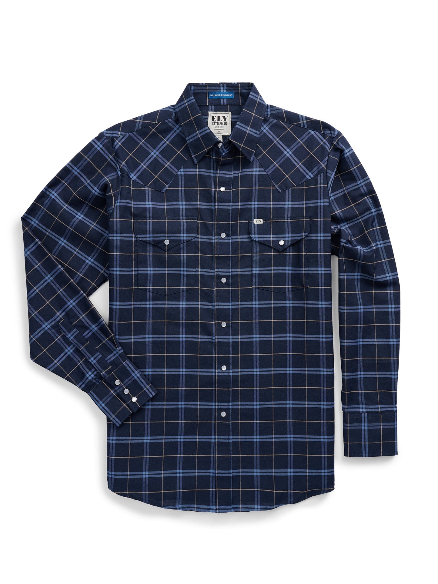Men's Ely Cattleman Long Sleeve Western Wrinkle Resistant Plaid Snap Shirt