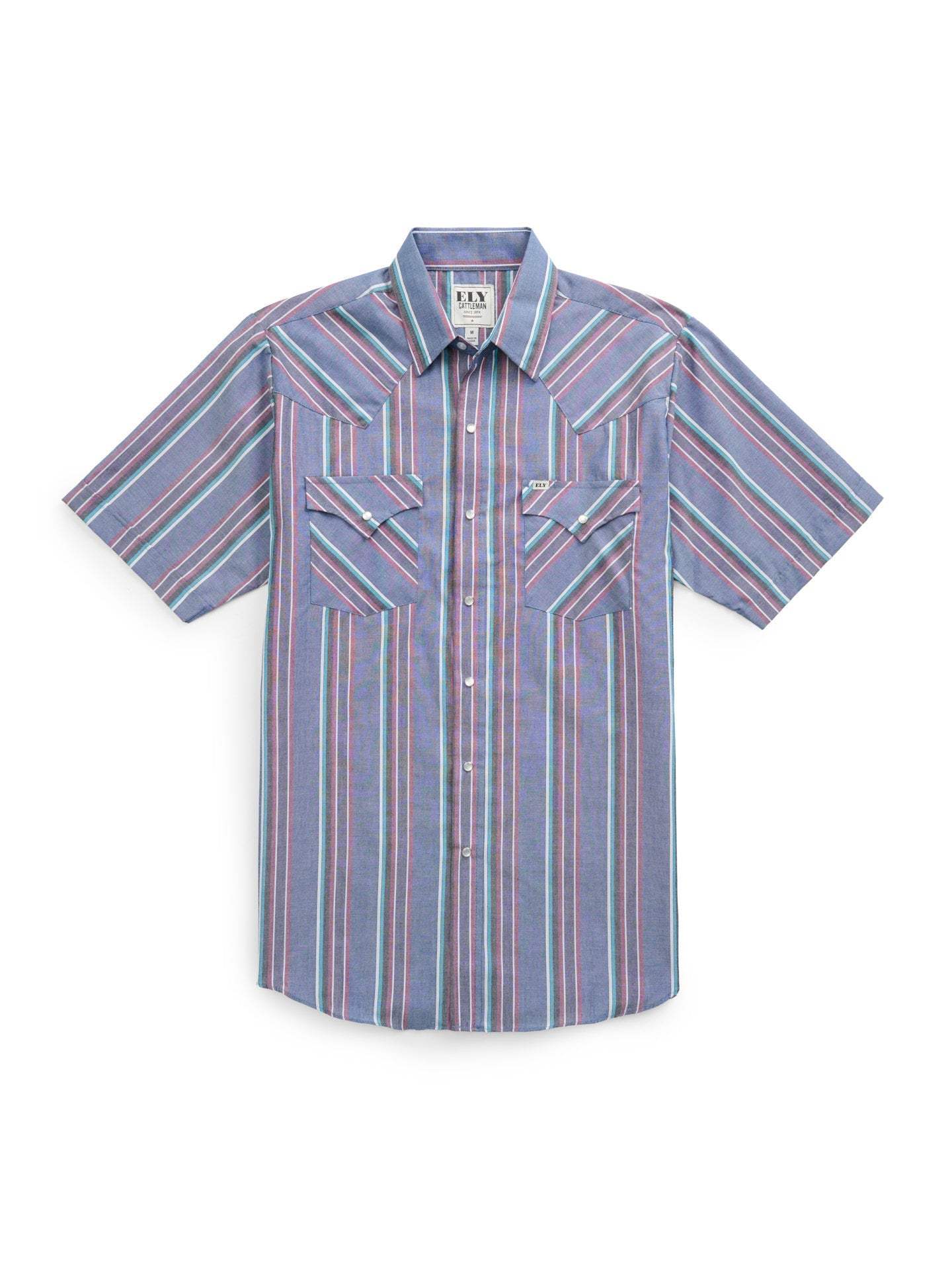 Men's Ely Cattleman Short Sleeve Stripe Western Snap Shirt - Ely Cattleman - Flyclothing LLC