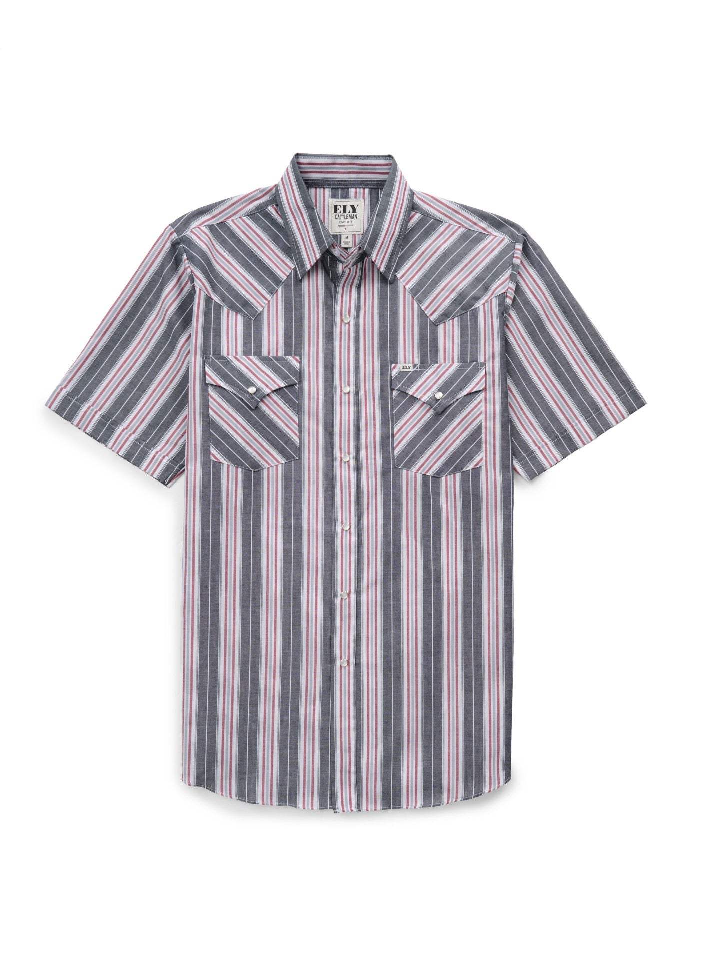 Men's Ely Cattleman Short Sleeve Stripe Western Snap Shirt - Ely Cattleman - Flyclothing LLC