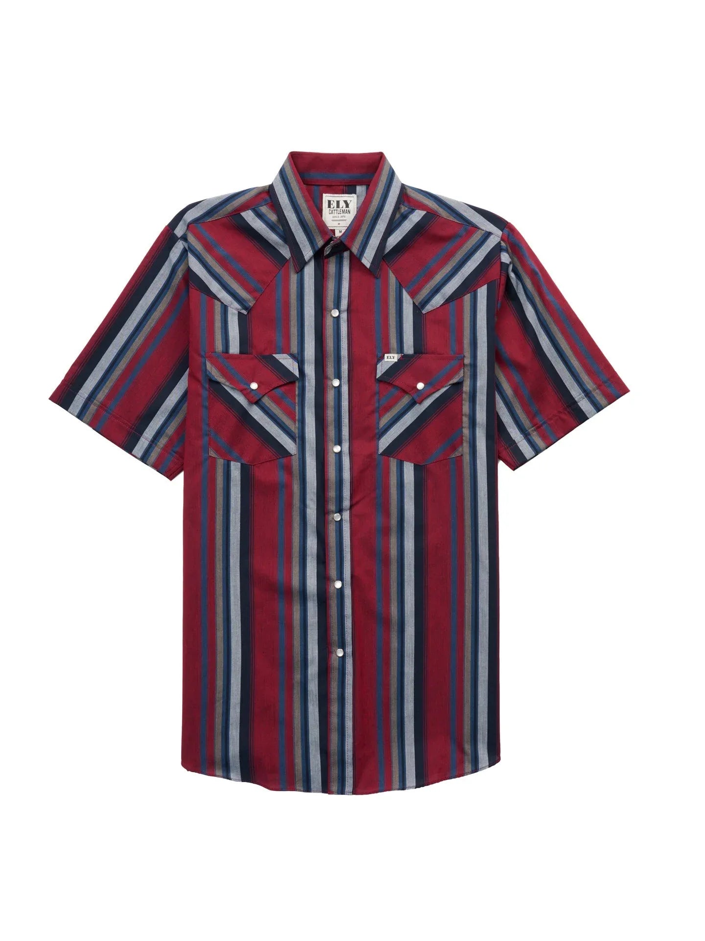 Men's Ely Cattleman Short Sleeve Stripe Western Snap Shirt - Ely Cattleman - Flyclothing LLC