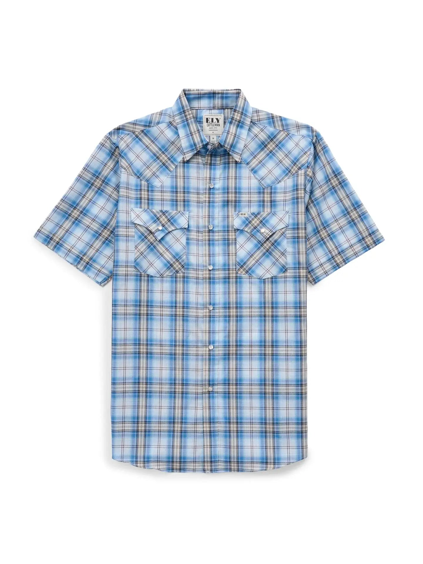 Men's Ely Cattleman Short Sleeve Plaid Western Snap Shirt - Ely Cattleman - Flyclothing LLC
