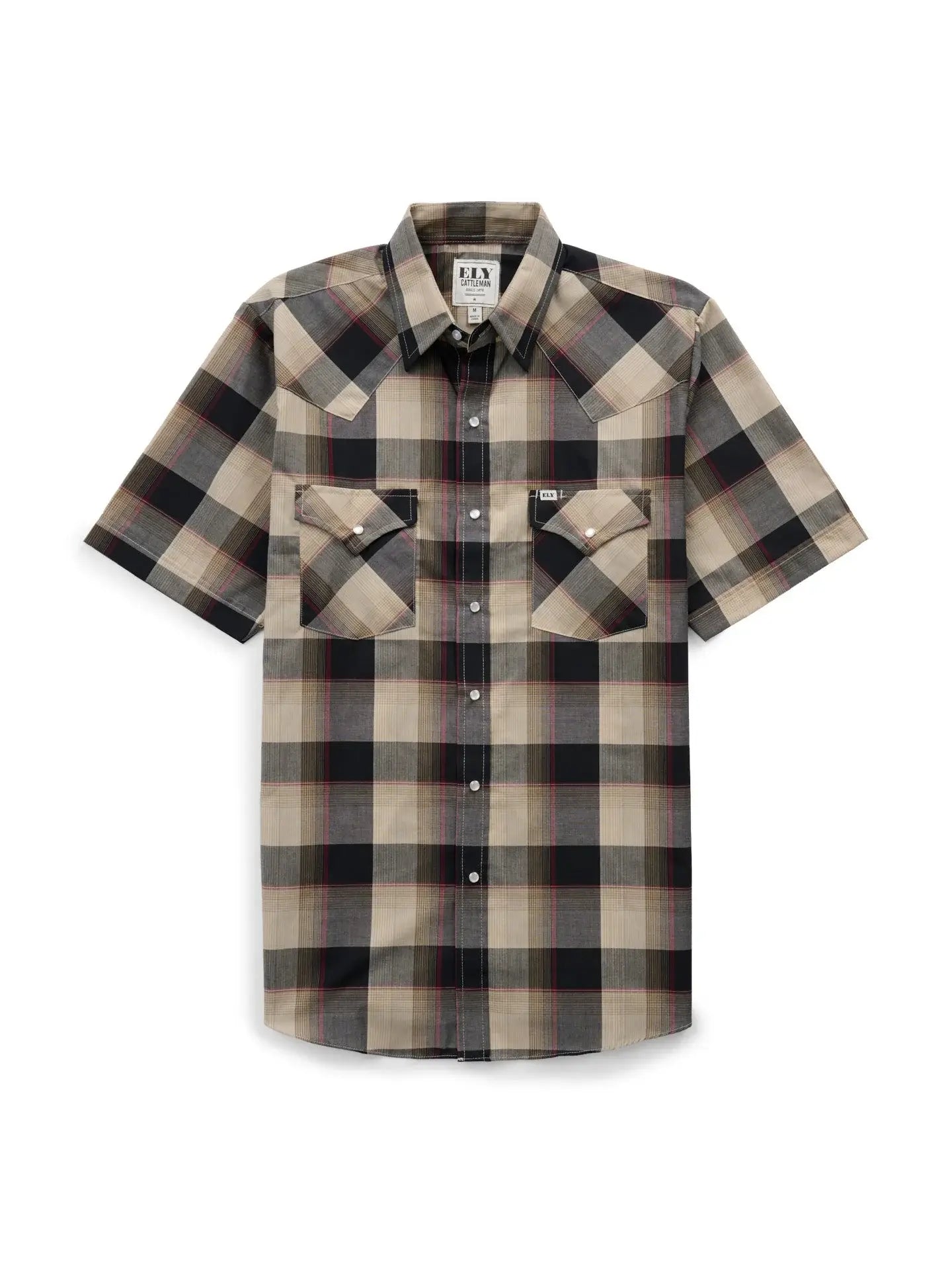 Men's Ely Cattleman Short Sleeve Plaid Western Snap Shirt - Ely Cattleman - Flyclothing LLC