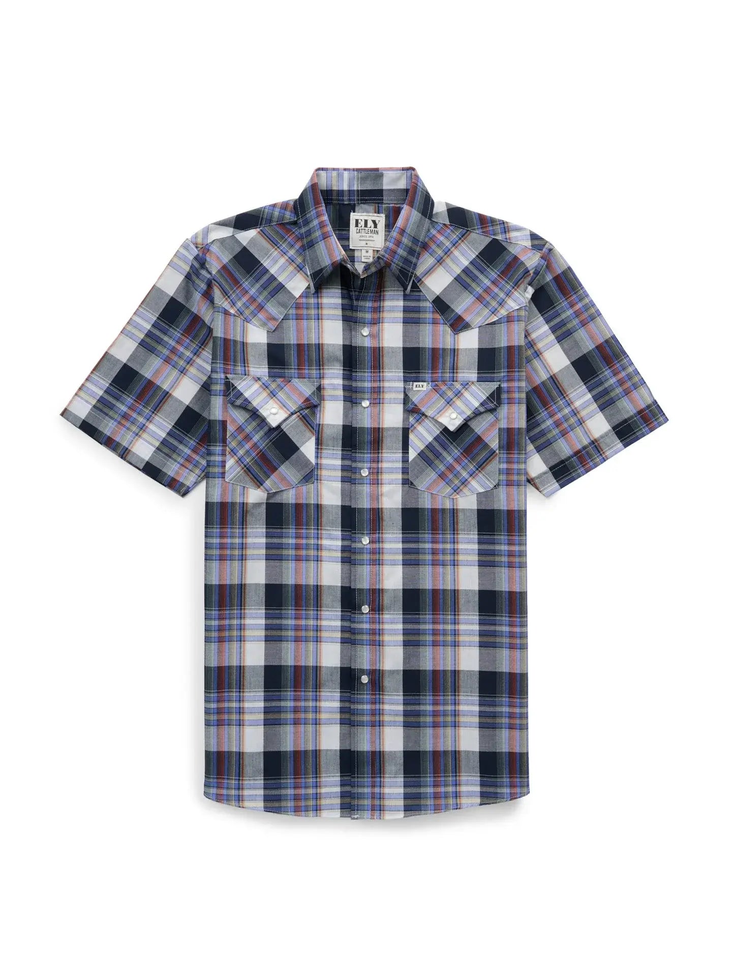Men's Ely Cattleman Short Sleeve Plaid Western Snap Shirt - Ely Cattleman - Flyclothing LLC