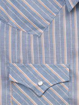 Men's Ely Cattleman Short Sleeve Textured Stripe Western Snap Shirt-Blue - Ely Cattleman - Flyclothing LLC