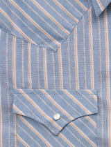 Men's Ely Cattleman Short Sleeve Textured Stripe Western Snap Shirt-Blue - Ely Cattleman - Flyclothing LLC