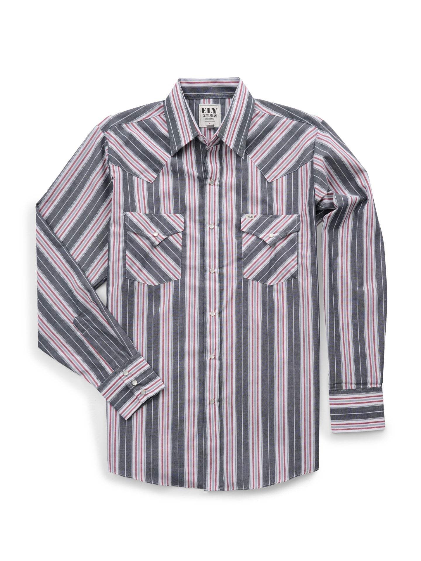 Men's Ely Cattleman Long Sleeve Stripe Western Snap Shirt - Ely Cattleman - Flyclothing LLC
