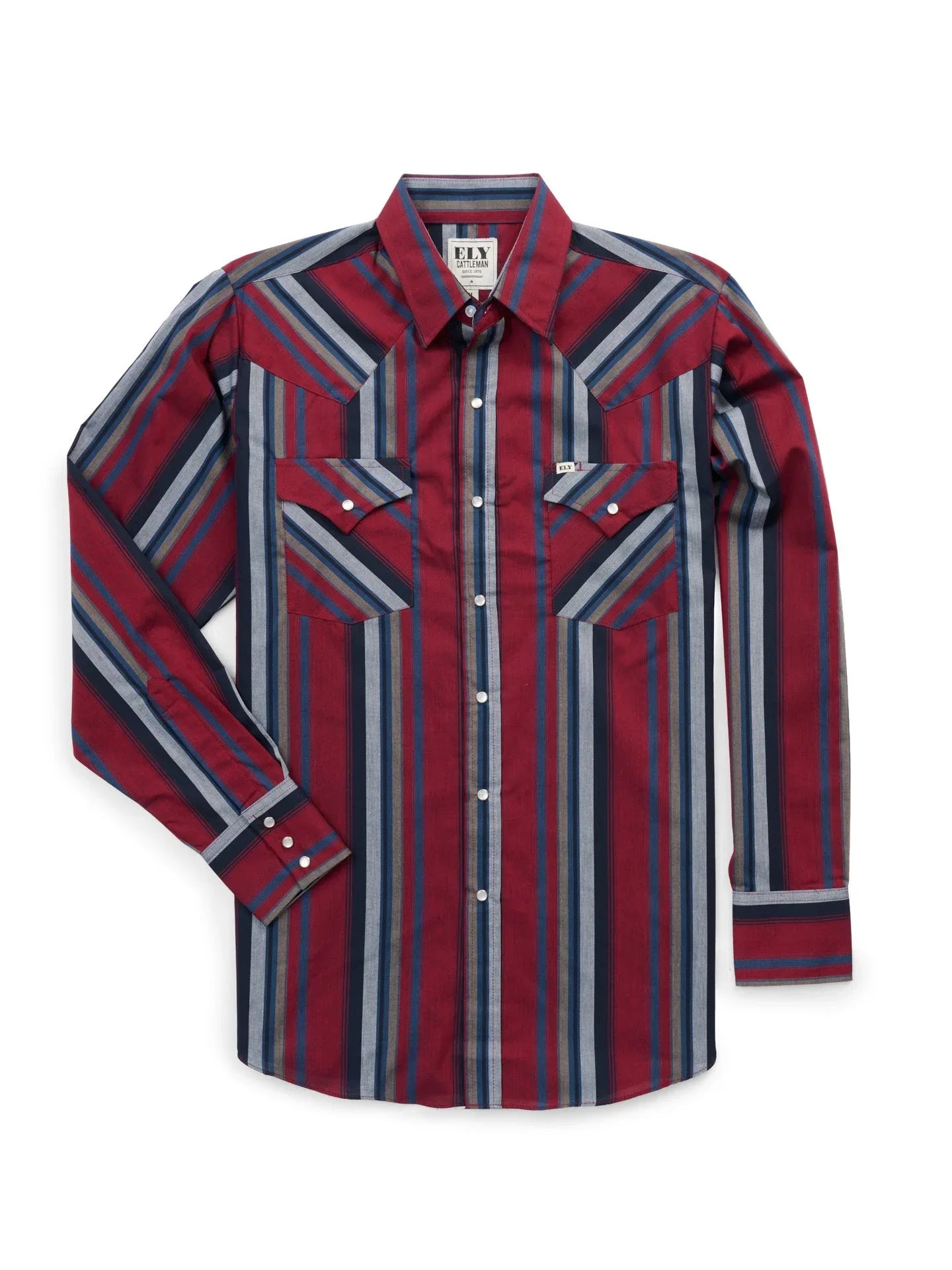 Men's Ely Cattleman Long Sleeve Stripe Western Snap Shirt - Ely Cattleman - Flyclothing LLC