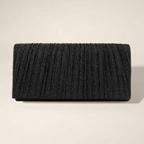 Pleated Shimmery Evening Clutch Crossbody Bag - Madeline Love - Flyclothing LLC