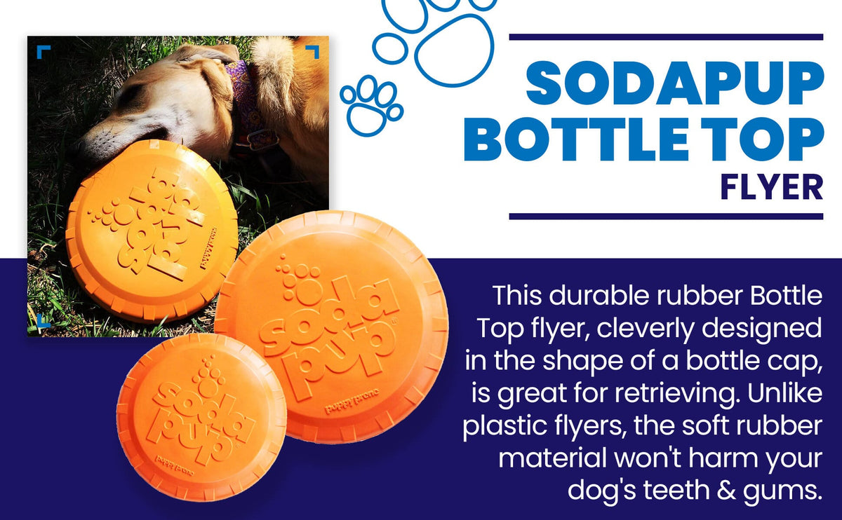 Bottle Top Flyer Rubber Frisbee for Dogs | Orange | Vet Approved | USA Made - SodaPup/True Dogs, LLC - Flyclothing LLC