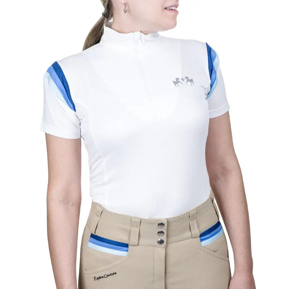 Equine Couture Gradient Short Sleeve Show Shirt w/ Arm Stripes - Breeches.com - Flyclothing LLC
