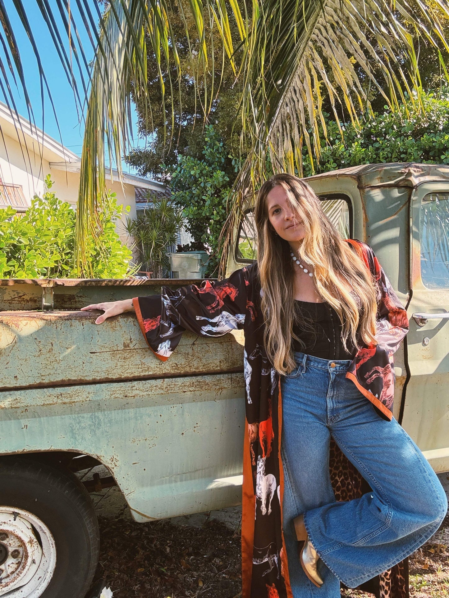 Rebel Yell Horse & Leopard Print Reversible Duster - Lil Bee's Bohemian - Flyclothing LLC