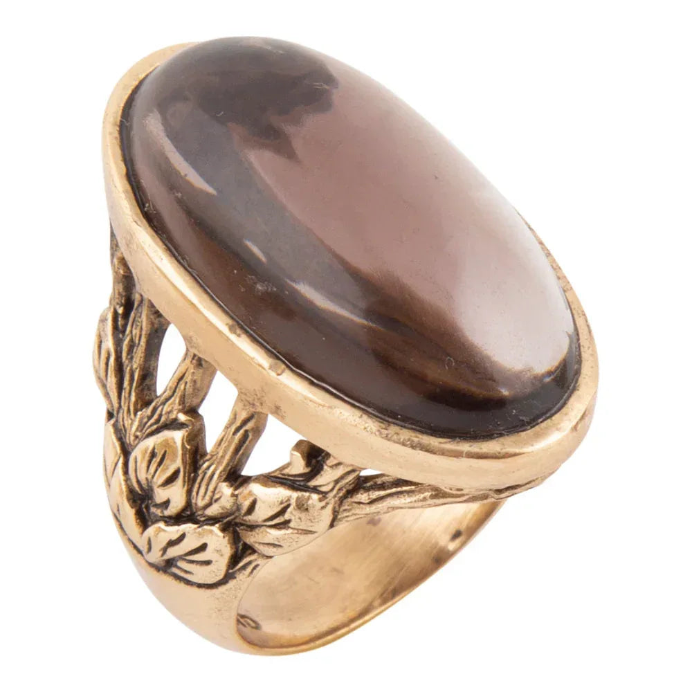 Enchanted Faceted Black Smoky Quartz Golden Ring - Barse Jewelry - Flyclothing LLC