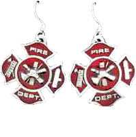 Dangle Earrings -Maltese Cross - Firefighter - Flyclothing LLC
