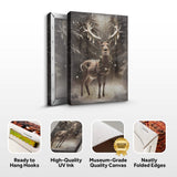 Vintage Winter Deer Christmas Wall Art - Tailored Canvases - Flyclothing LLC