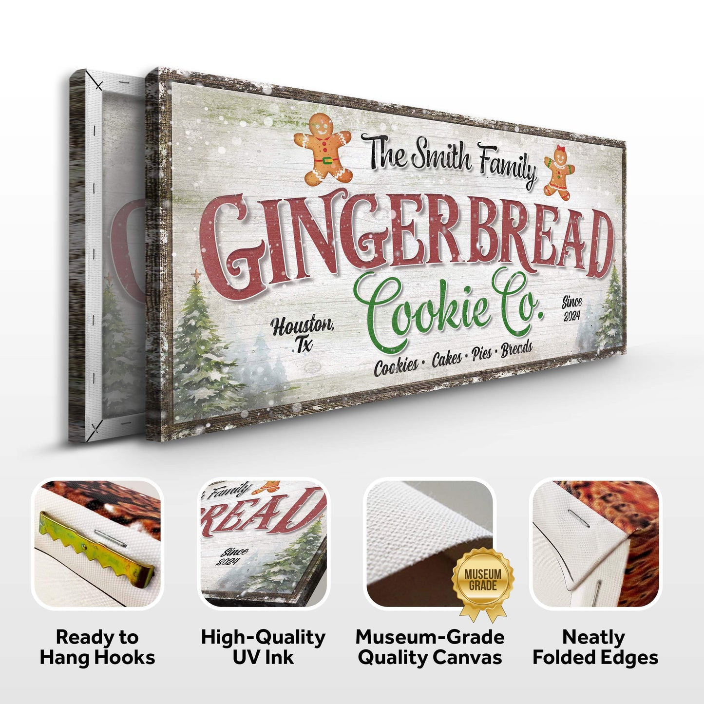 Family Gingerbread Bakery Christmas Sign III - Tailored Canvases - Flyclothing LLC