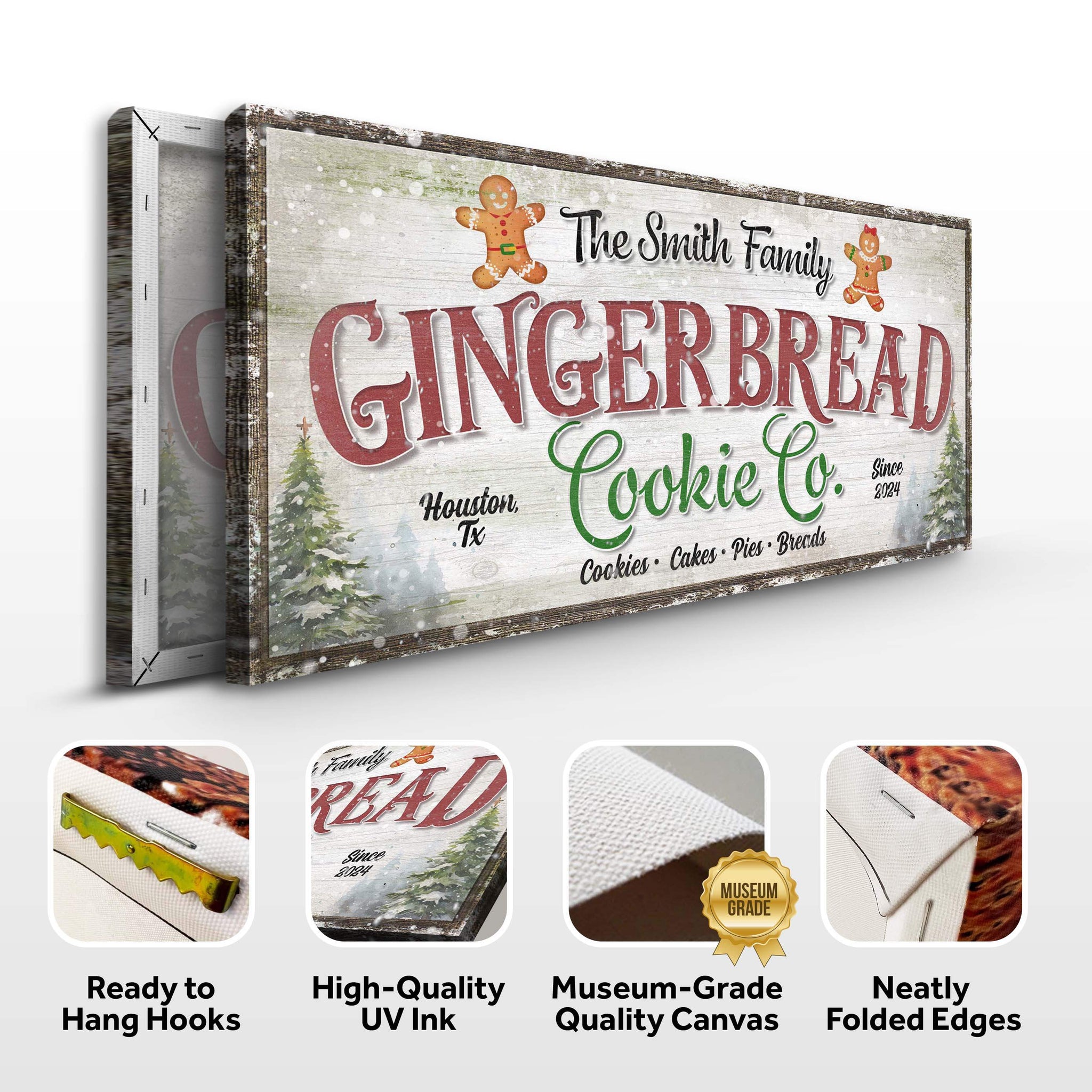 Family Gingerbread Bakery Christmas Sign III - Tailored Canvases - Flyclothing LLC