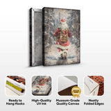 Vintage Santa Claus in Winter Forest Christmas Wall Art II - Tailored Canvases - Flyclothing LLC