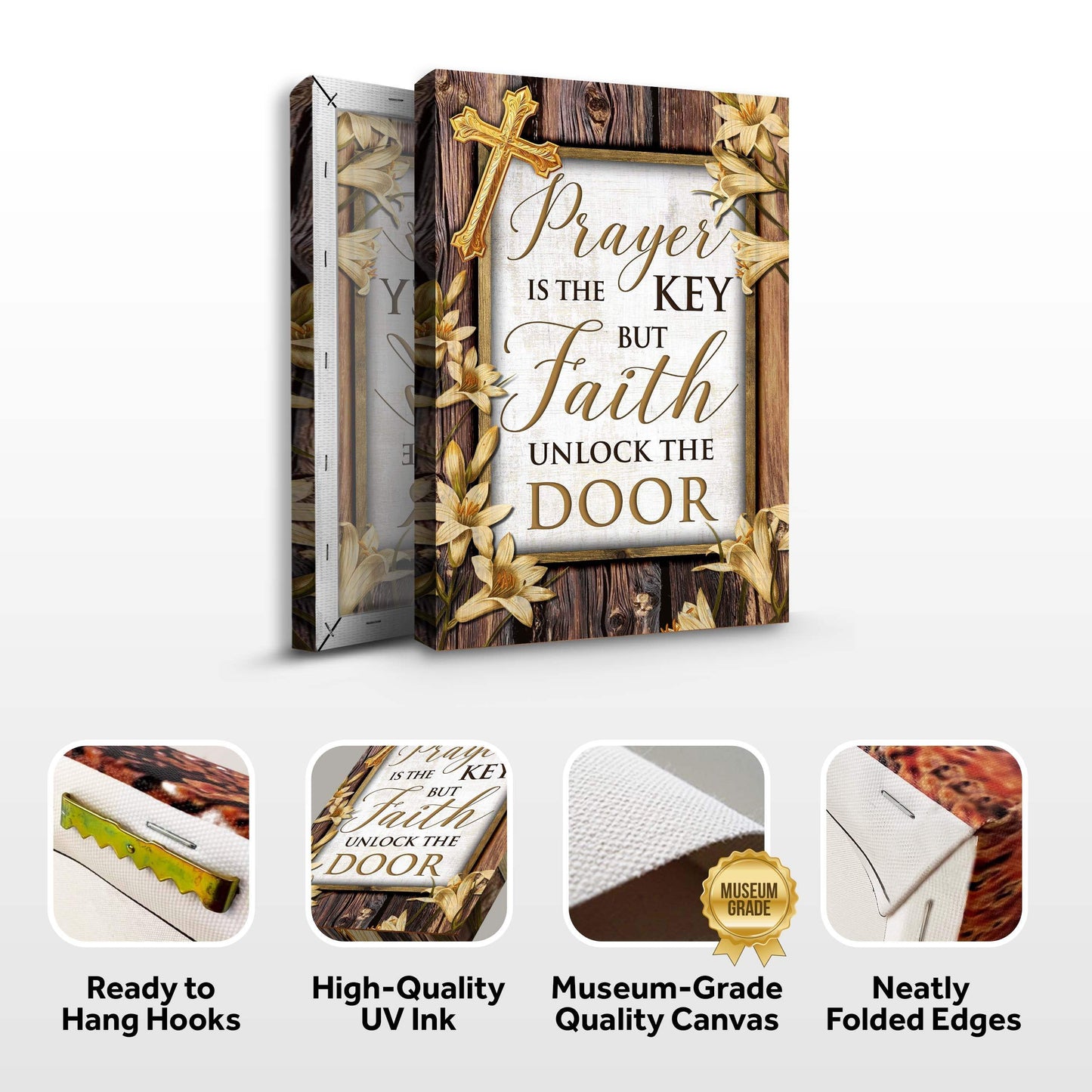Prayer Is The Key But Faith Unlocks The Door Faith Sign II - Tailored Canvases - Flyclothing LLC