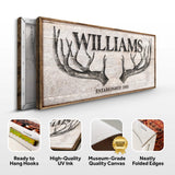 Personalized Family Antler Sign IV - Tailored Canvases - Flyclothing LLC