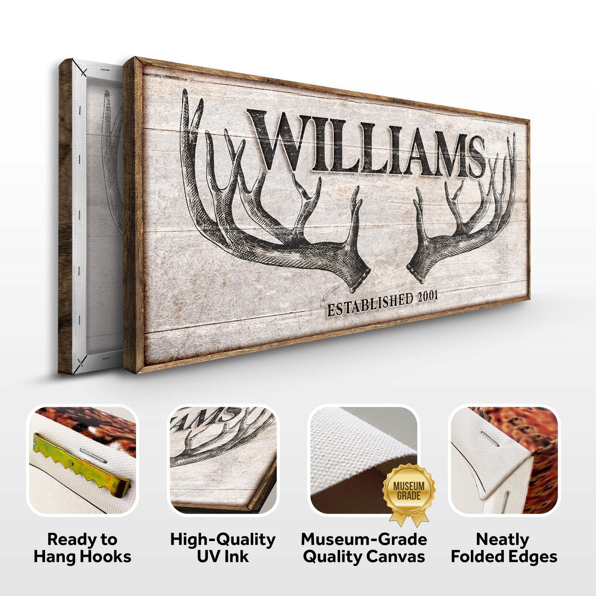 Personalized Family Antler Sign IV - Tailored Canvases - Flyclothing LLC
