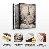 Vintage Church Christmas Wall Art IV - Tailored Canvases - Flyclothing LLC