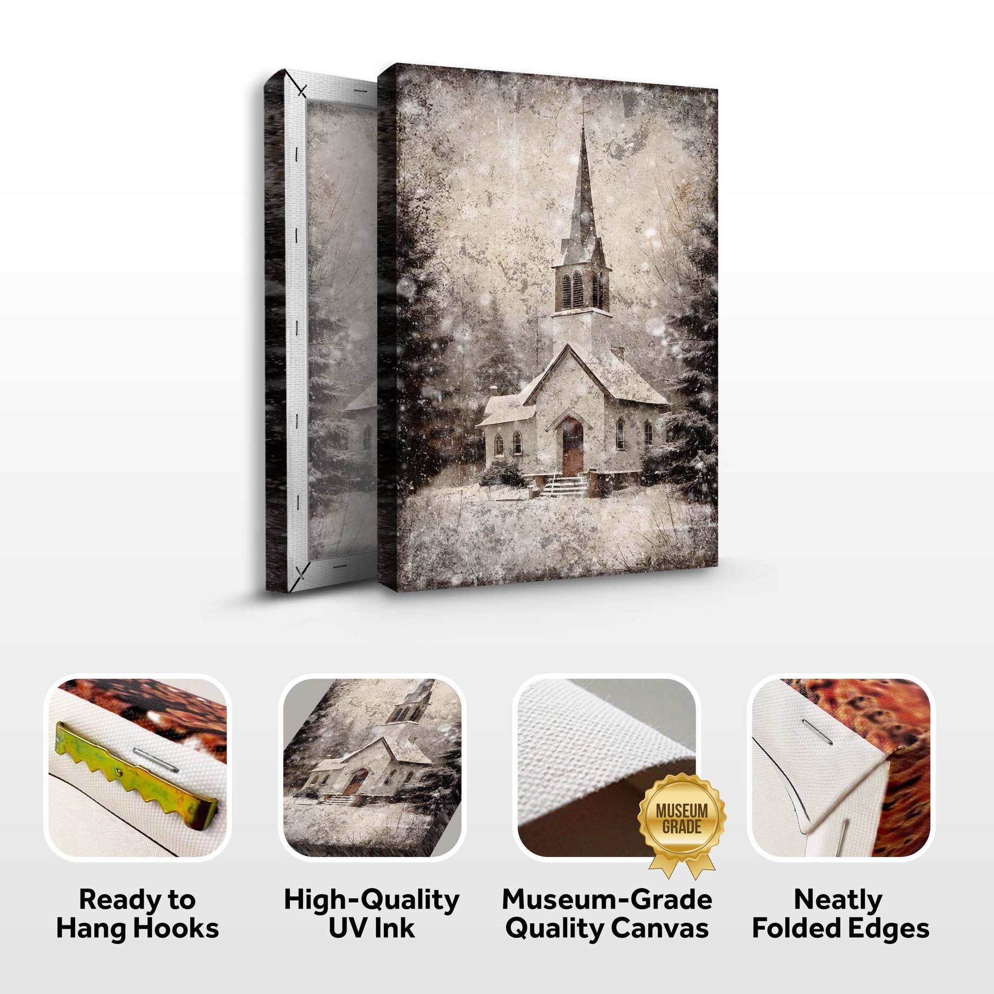 Vintage Church Christmas Wall Art IV - Tailored Canvases - Flyclothing LLC