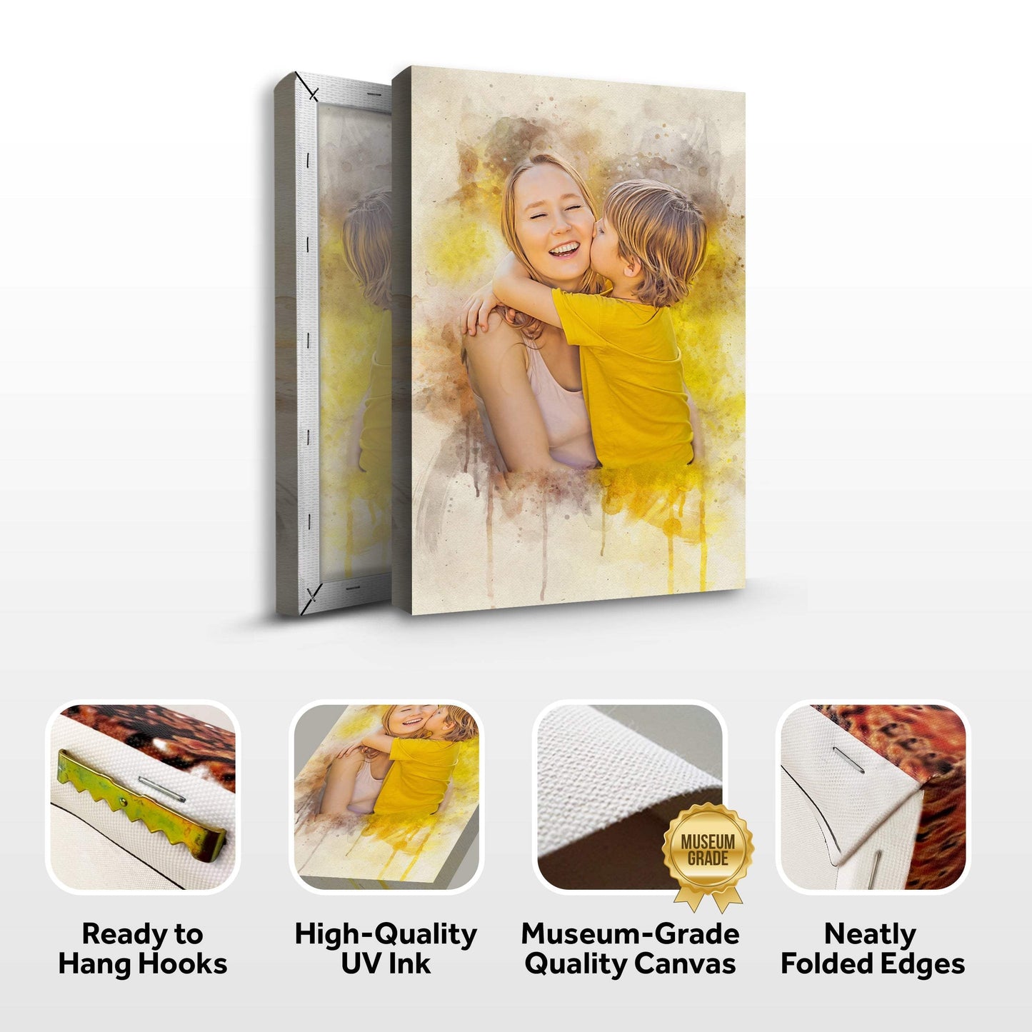 Mother's Day Watercolor Sign Mother and Child - Tailored Canvases - Flyclothing LLC